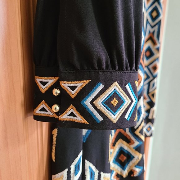 Laundry by Shelli Segal Multicolored Split Sleeve Cocktail Mosaic Dress size 8 - Picture 3 of 11